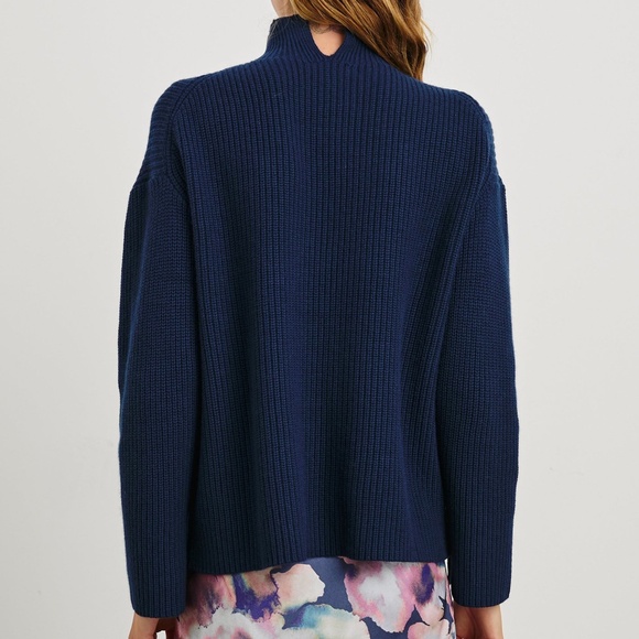 NWT Rails Sanna Sweater Women’s XL Navy Merino Wool Eco Minimalist Luxe Classic - Picture 3 of 10